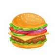 Premium Vector | Hamburger or cheeseburger cartoon icon.